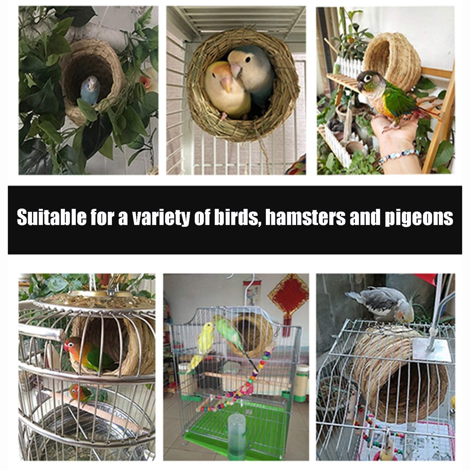 Casa para pájaros Nido de pájaros de Algas Marinas, casa para pájaros en Reposo para Mascotas, Cueva de cría, 4 Piezas (tamaño: 12-14 cm)
