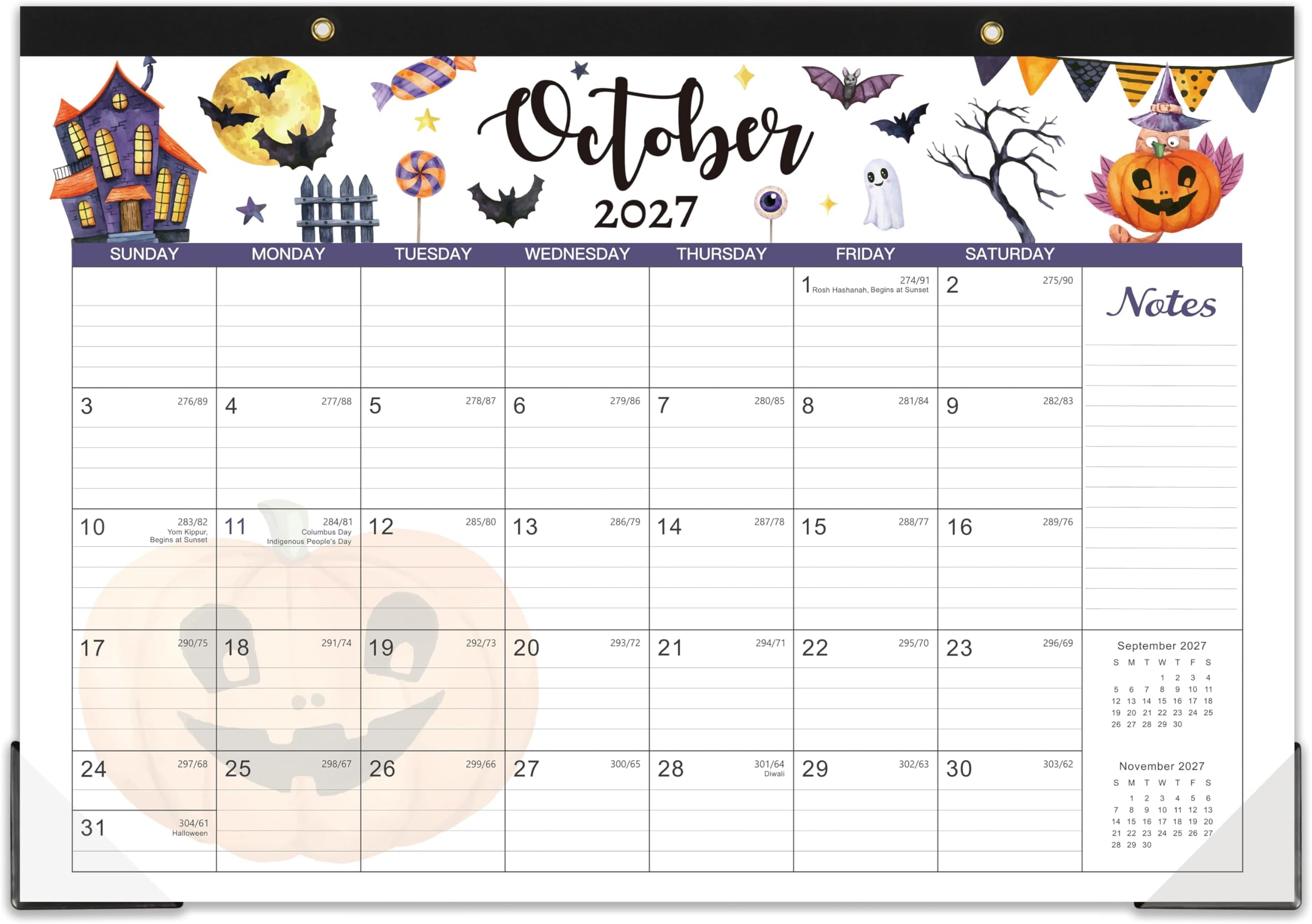 2026-2027 Desk Calendar, 18 Months Desk Calendar 2026-2027, July 2026 - December 2027, 17" x 12", with Large Ruled Blocks for Planning