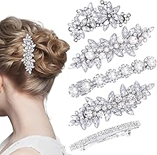 5 Pezzi Fermaglio Capelli Donna per Matrimonio, Fermagli per Capelli con Perle di Strass in Argento Copricapi Floreali da Sposa Accessori Capelli Sposa per Donna