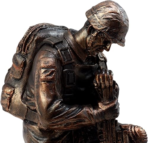 Miniatura 5 de Ebros Gift Battlefield - Estatua de soldado arrodillado de 8.5 pulgadas de alto, unidad de combate militar de honor y valor, figura de hermano en