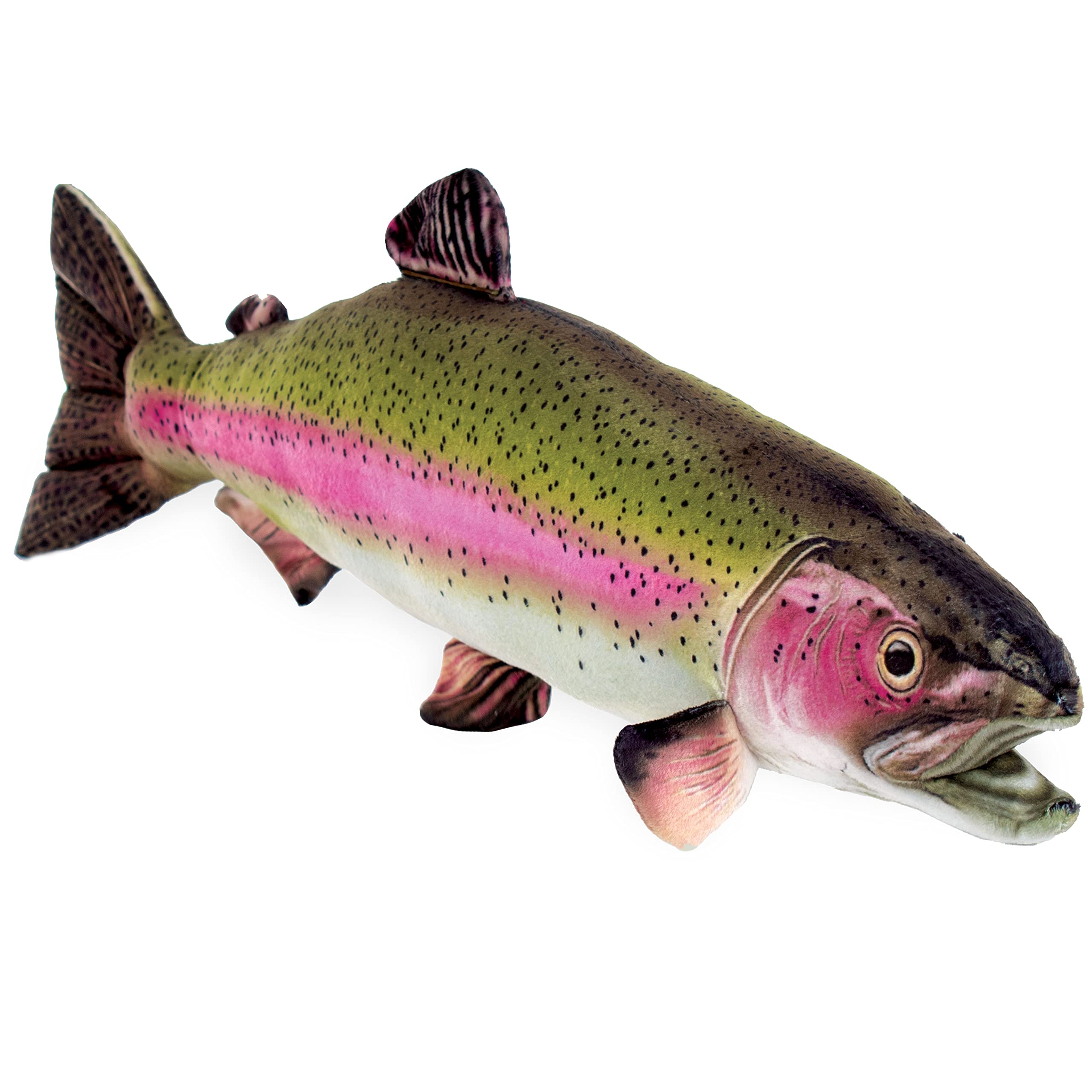 Real Planet Fishing Stuffed Animal - Sockeye Salmon Trout Bass Plush Stuffed Toy for Kids, Fishing Gifts for Men, Plush Freshwater Fish Toy (Rainbow