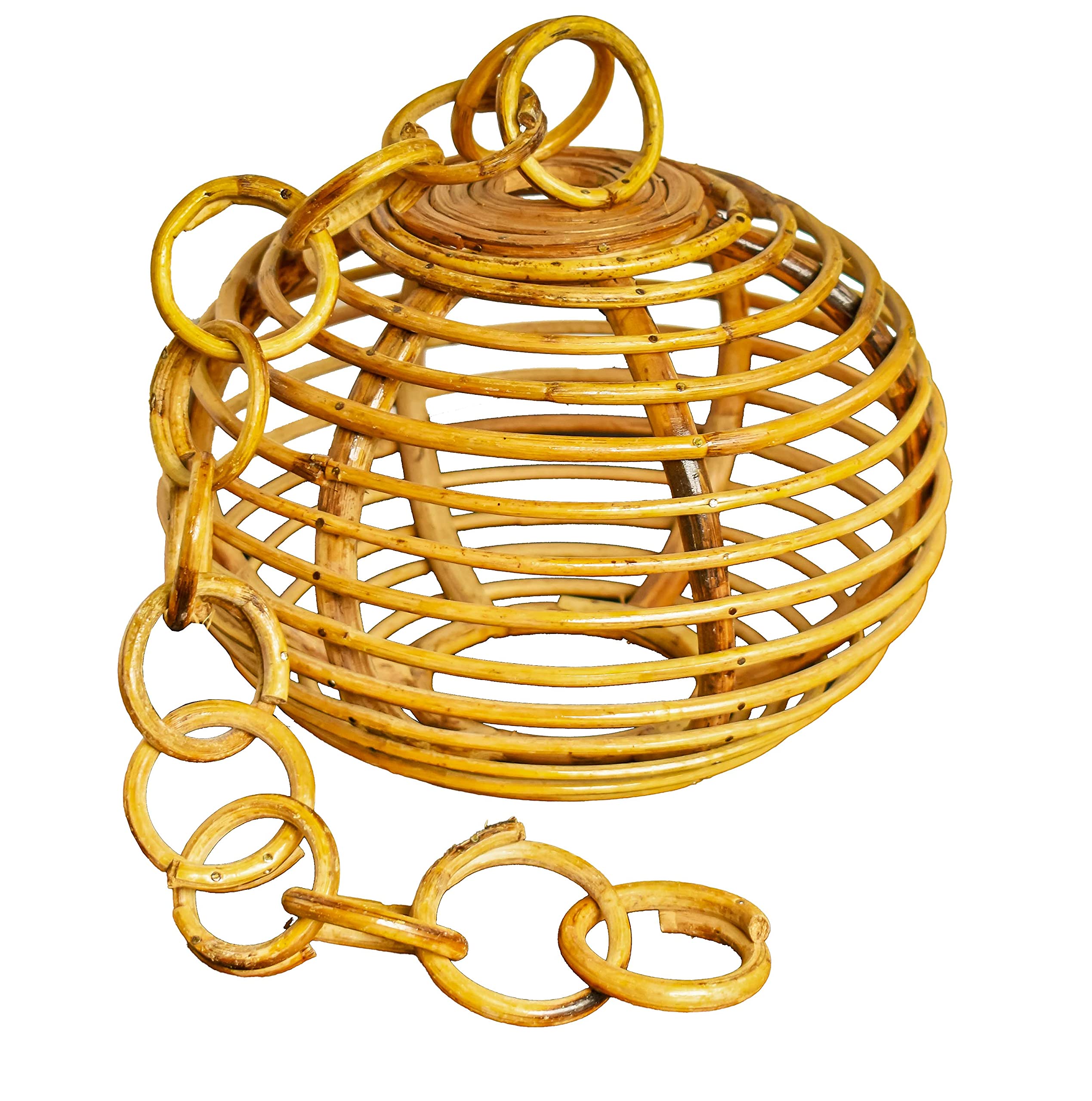 Bamboo Pendant Lampshade, Cane Ring Globe, Set of 1
