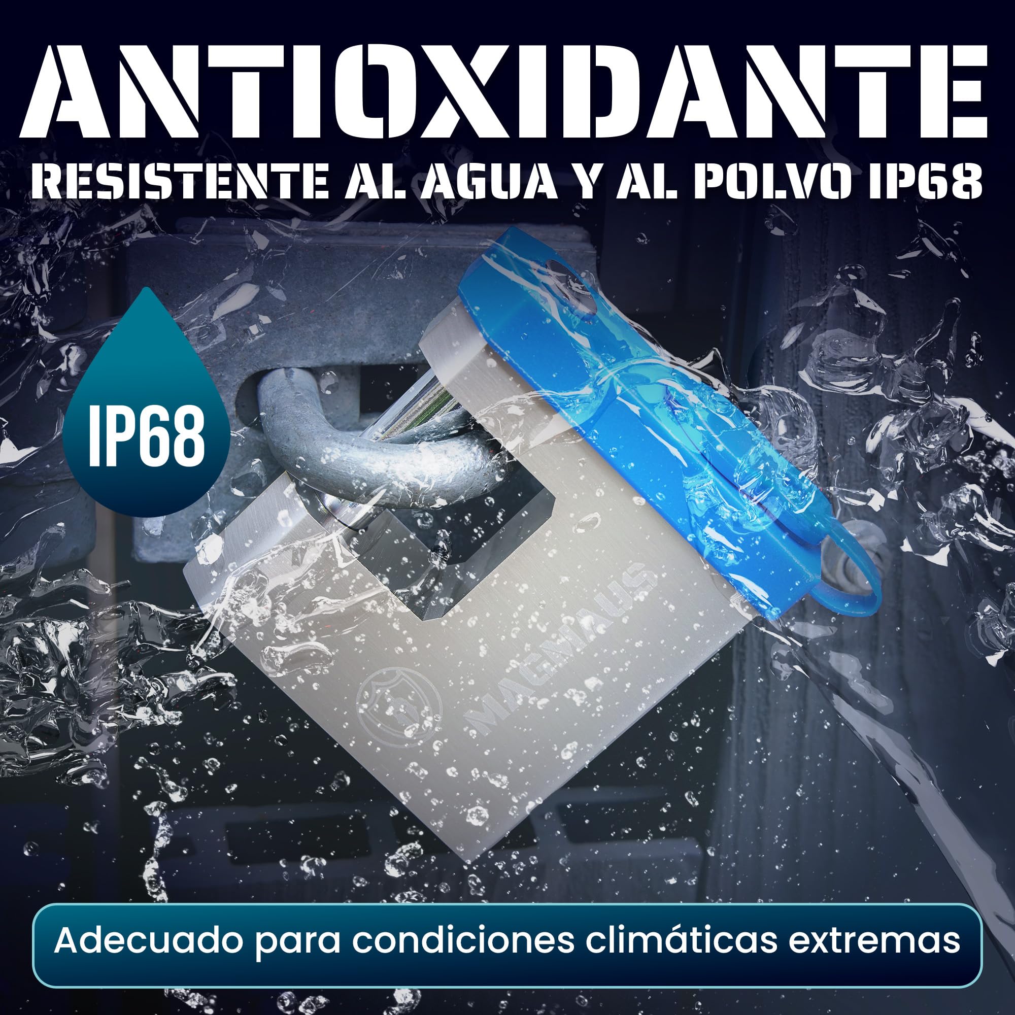 Magmaus® SRL70 Candado digital, reconocimiento biométrico sin llave, memoria para 20 huellas, 2 llaves y aplicación, Resistencia IP68 al agua y al polvo para contenedores, puertas y cobertizos.