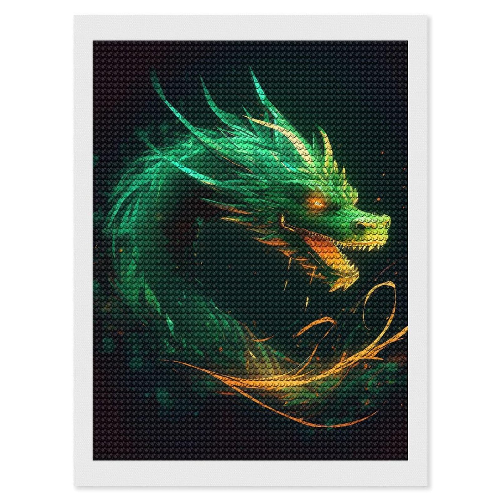 FodPand Diamond Art Kits for Adults, 5D Aurora Diamond Painting Kits for Beginners, Chinese Dragon DIY Full Drill Dots Gem Art Paint Crafts for Home Wall Decor 12"x16"