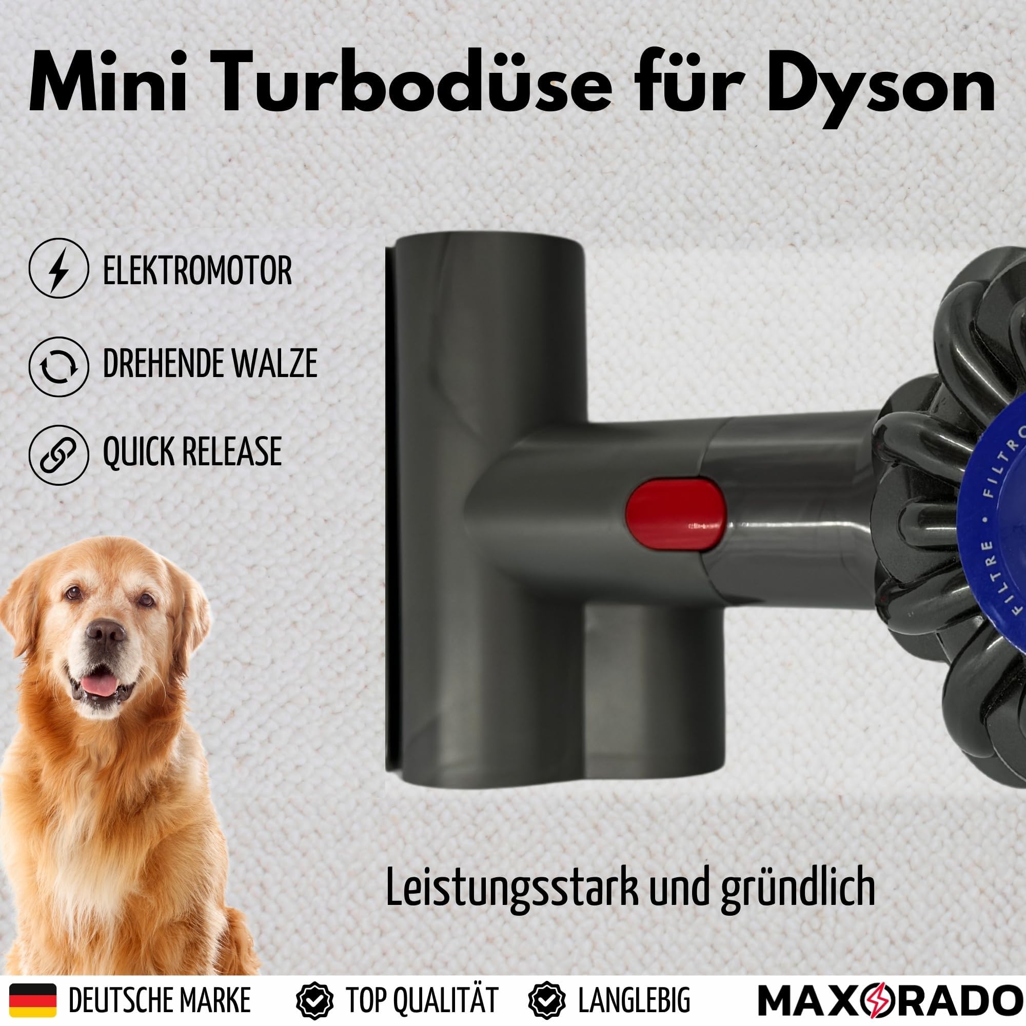 Pezzo di ricambio per Dyson NEW Mini bocchetta turbo V7 V8 V10 V11 V15 spazzola elettrica per turbina, polvere, peli di animali, bocchetta per materasso, acari per auto, sedili letto, divano