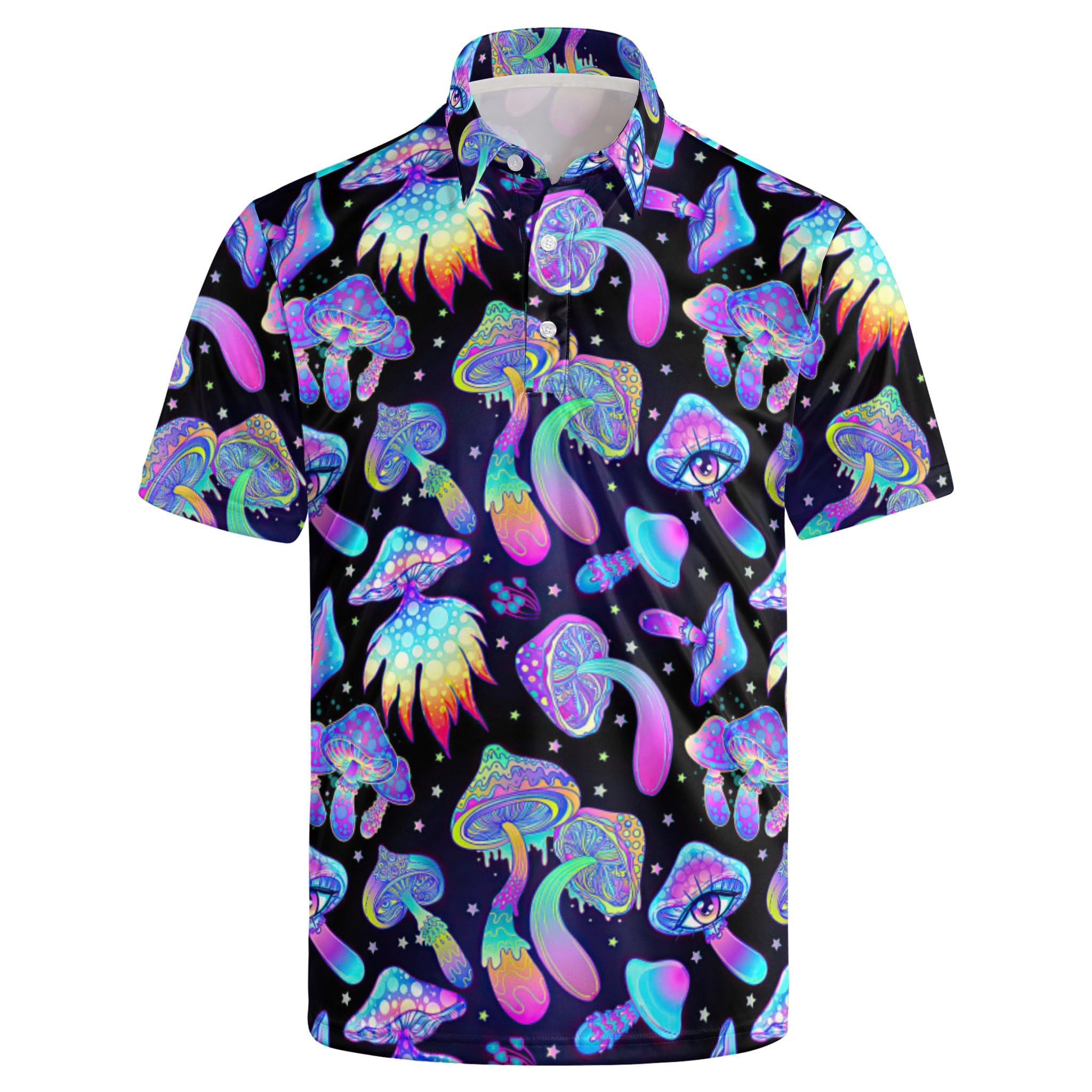 Mens 80s Golf Shirt Dry Fit Performance Short Sleeve Print Shirts Funny 90s Golf Shirts for Men