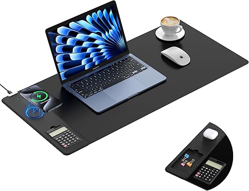 Miniatura 12 de TopMade - Alfombrilla de mouse con carga inalámbrica, tapete de escritorio grande de 31.5" x 15.75", alfombrilla de mouse para juegos RGB, tapete de