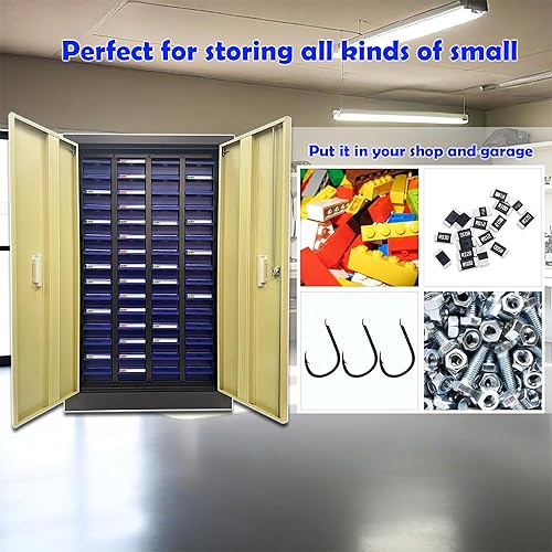 Miniatura 7 de TECHTONGDA Armario de acero para almacenamiento de herramientas de pernos y tuercas, 60 cajones, organizador de hardware y organización de