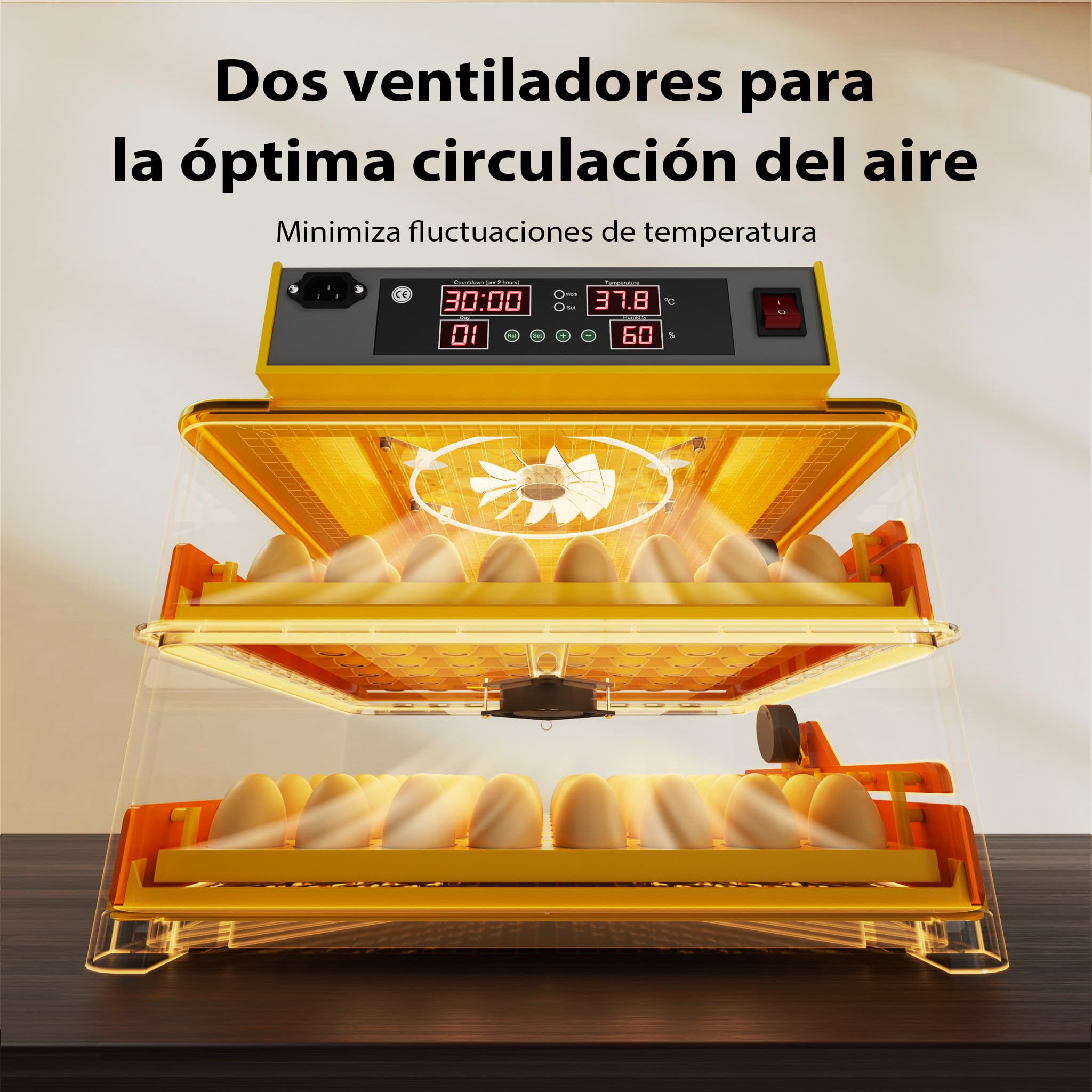 Incubadora 112 huevos automática Incubación Criadero Control Temperatura Nacedora Aves