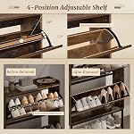 Cozyman Narrow Shoe Storage Cabinet with 2 Flip Drawers & Adjustable Shelf for Entryway, Freestanding Hidden Slim Shoe Organizer Rack, Rustic Brown