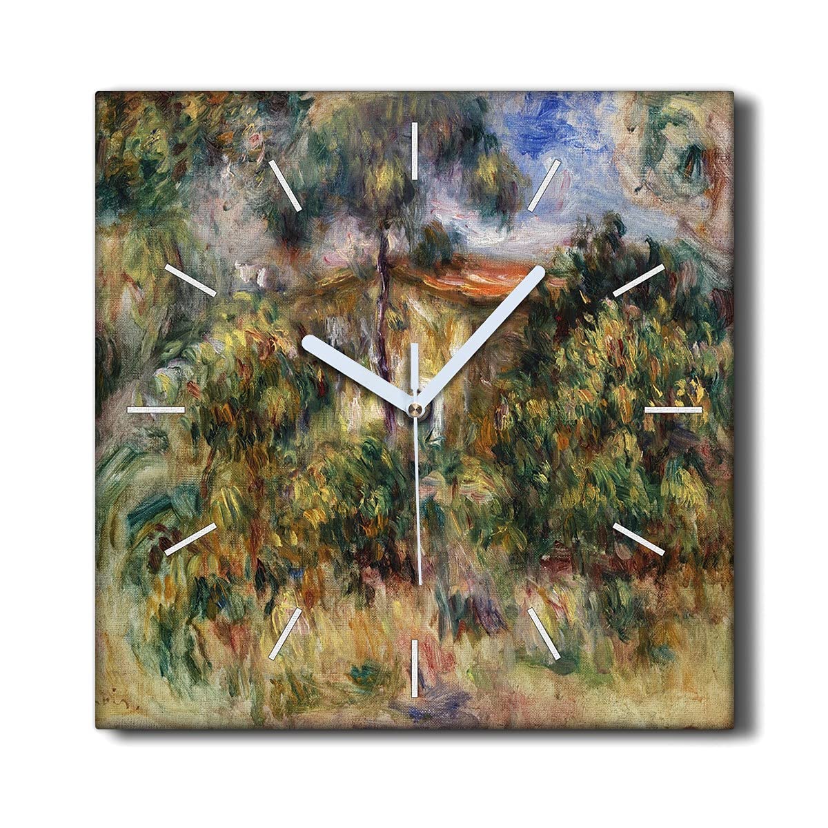 Horloge sans tic-tac design arbres et plantes vertes sur toile 30x30cm de qualité supérieure