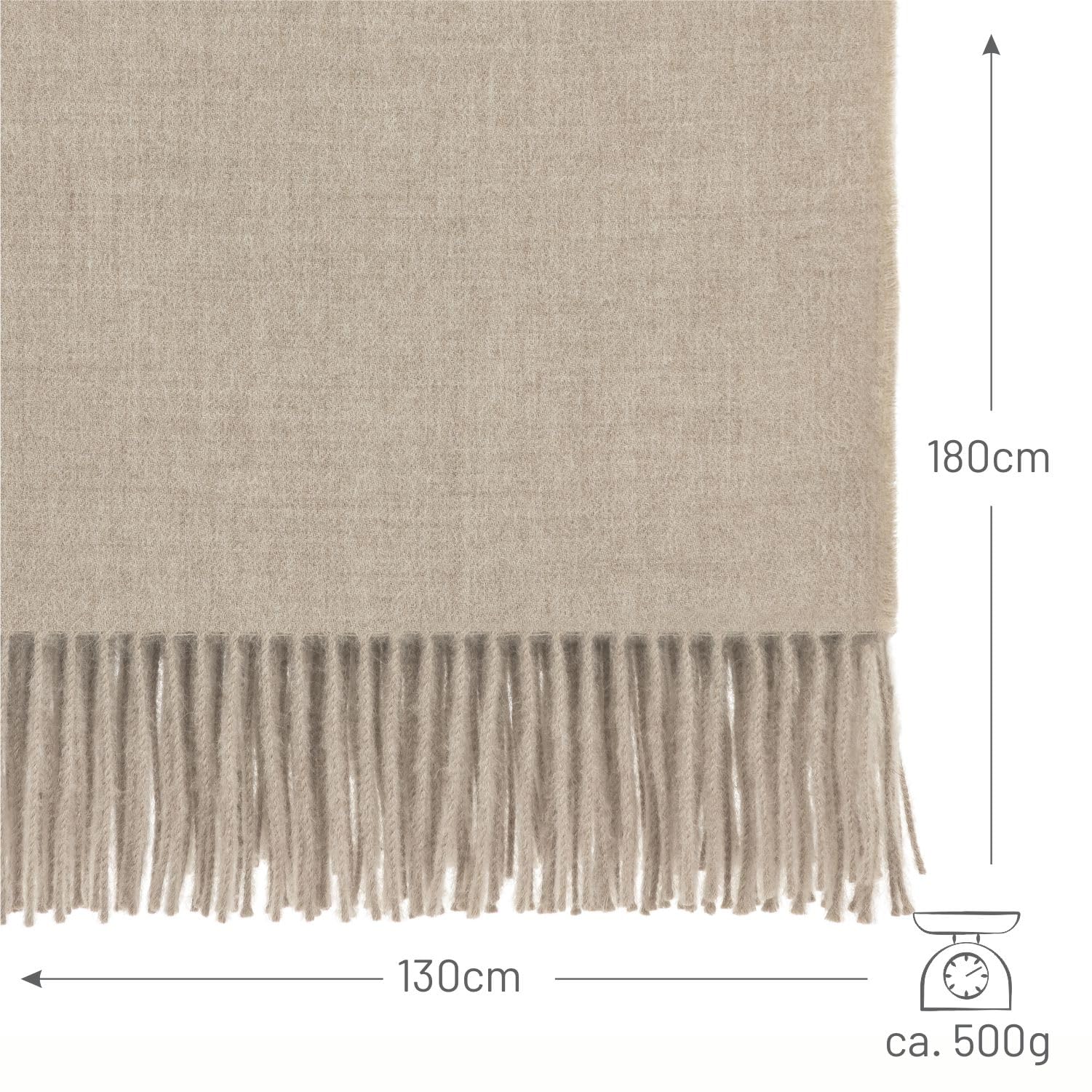 HANSA-FARM | Extra Large Couverture bébé alpaga - 200 x 130 cm - Doux et Moelleux en 100% Laine d'alpaga bébé Plaid Couvre-lit Beige/Crème uni (Marron)