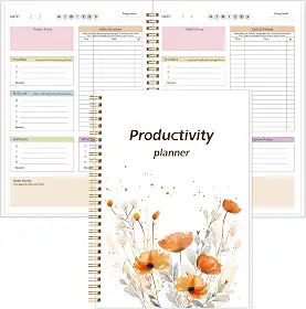 Agenda de TDAH para adultos, mulheres, agenda diária de produtividade com organizador de tarefas, autocuidados, agenda diária, lista de tarefas, descarga cerebral, diário de TDAH para se manter