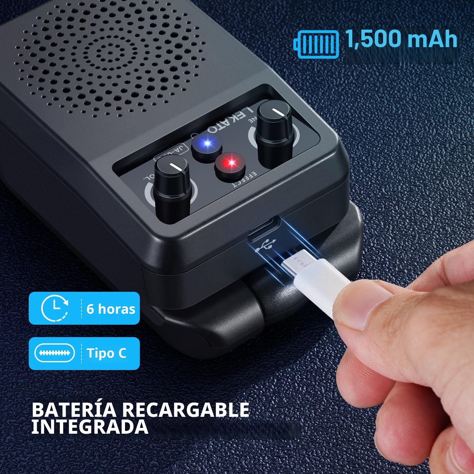 LEKATO Mini Amplificador Portátil 5W - Amplificador de Guitarra Eléctrica Recargable con Bluetooth y Multi-Effets Integrados