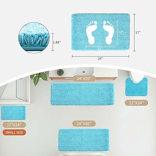 Miniatura 181 de Alfombra de inodoro blanca 22x24, antideslizante, esponjosa, alfombra de piso para baño en forma de U, lavable, alfombra de contorno para inodoro