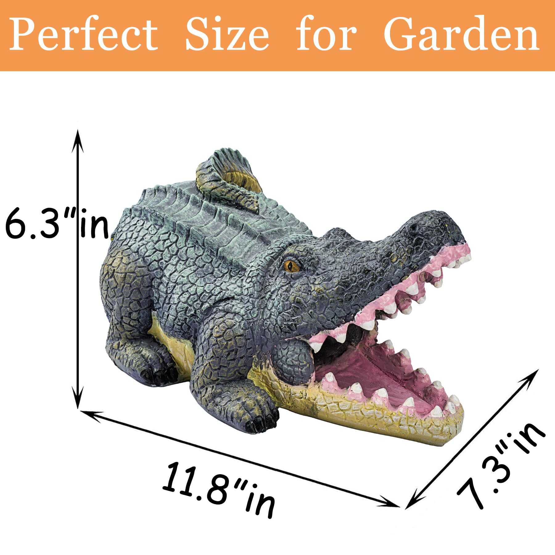 Teaeeno Statua decorativa a coccodrillo per grondaia, estensione decorativa, statua a forma di coccodrillo, decorazione per esterni, 7,6 x 10,2 cm, grondaia, paraspruzzi, scultura da giardino per