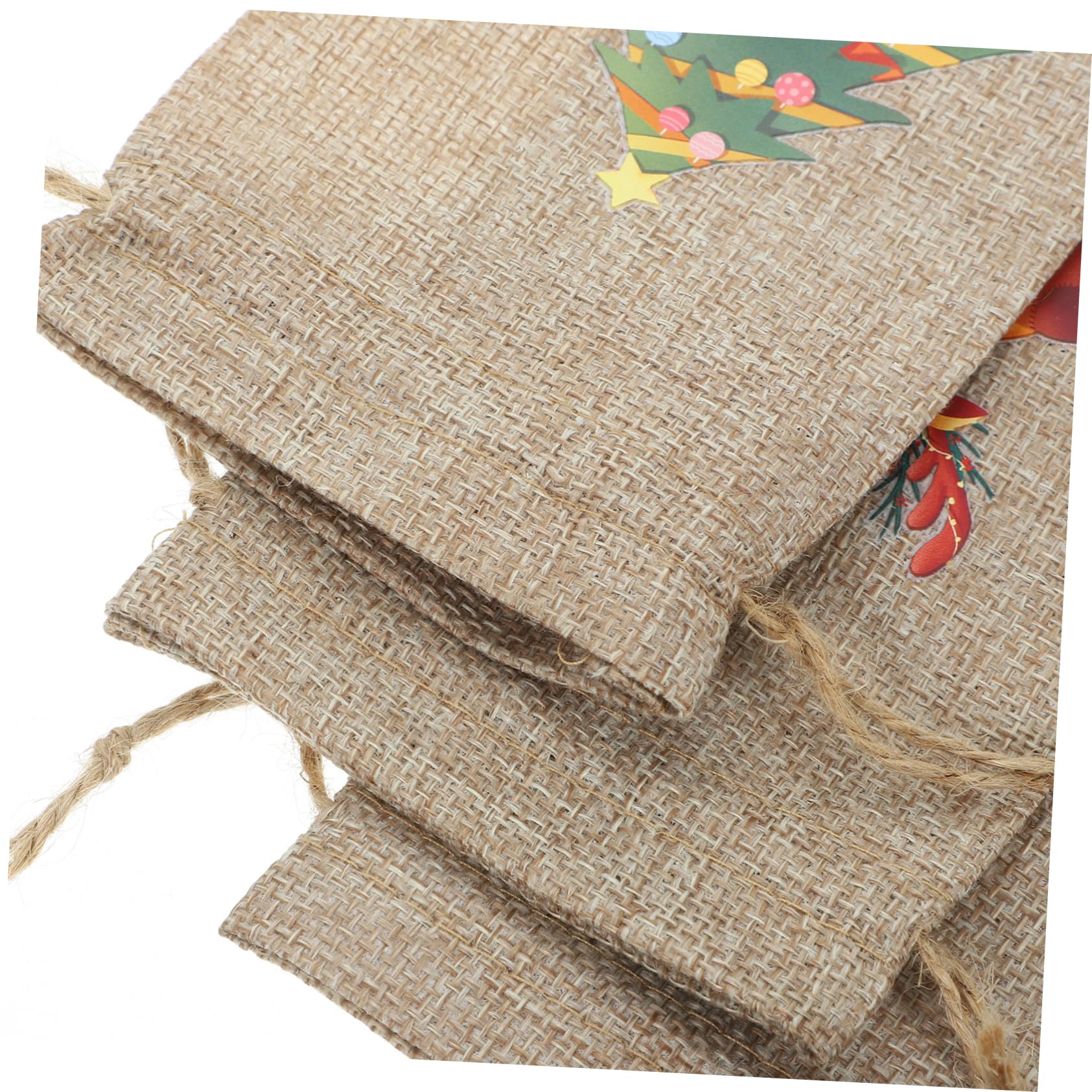 FRCOLOR 5 Juegos Saco De Navidad Regalar Bolsa De Navidad Bolsas Bolsas De Galletas Bolsitas Cajas Bolsa De Embalaje Con Cordón Mochilas De Cuerdas Lino Piezas X 5