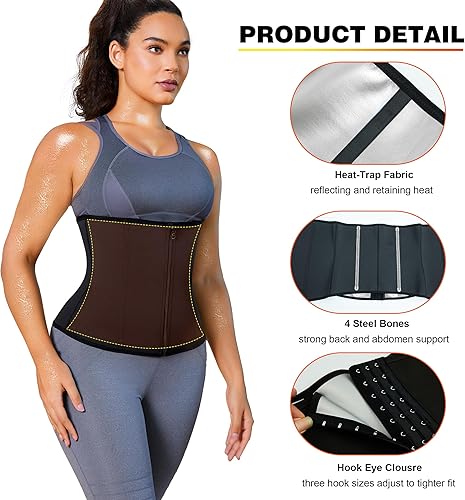 Miniatura 3 de Junlan Entrenadores de cintura para mujer, traje de sauna para grasa del vientre, bandas para el sudor para el estómago