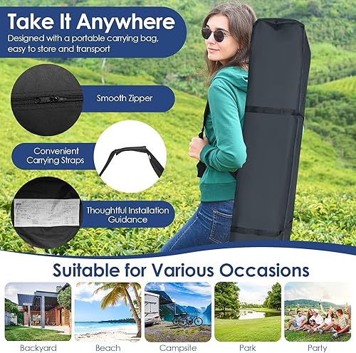 Miniatura 8 de Tangkula Toldo desplegable de 10 x 10 pies, tienda de campaña instantánea para 1 persona con bloqueo central, bolsa de transporte, pies giratorios,