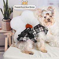 Vista 4 de Kosiyi Suéter pequeño para perro, ropa para perro, vestidos para cachorros para perros pequeños, vestido a cuadros de princesa, ropa para festivales