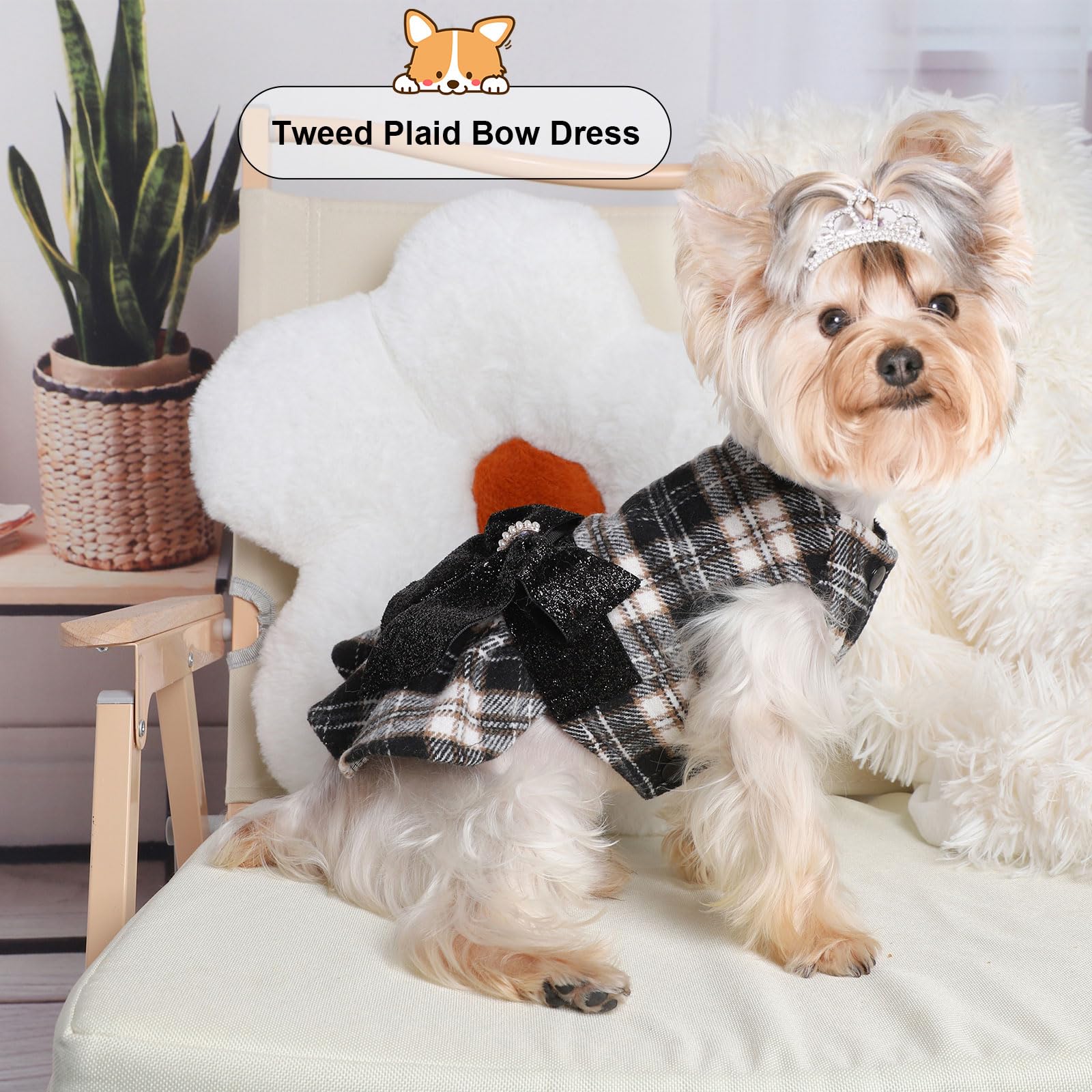 fall dog dresses Clothes for Small Dogs Girl Boy, Winter Doggie Sweater Dress Princess Plaid Dress, Pet Clothes Puppy Outfits Apparel Dress, M, Black Plaid, 10-15lb : Pet Supplies Sizes for dogs 3 omega watches size:20/22 👔 Dress Code Decoded: