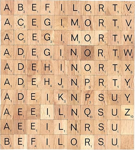 Miniatura 7 de Azulejos de madera con 200 letras de Scrabble A-Z mayúsculas artesanías ortografía y crucigramas juego de bricolaje de madera para regalo,