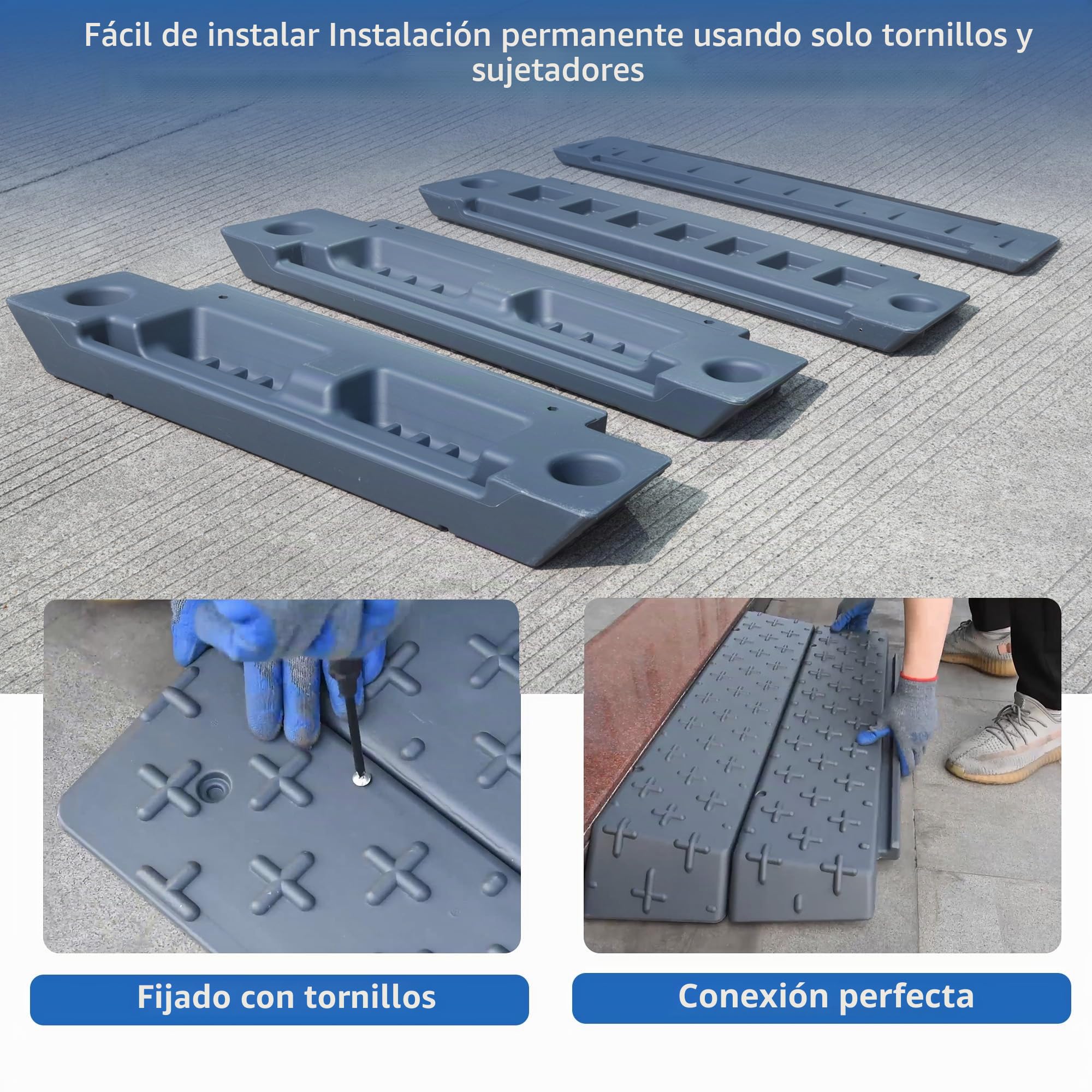 Vlinow - Rampa de umbral de puerta en alturas de 3/5/7,5/10 cm, altura ajustable, ligera y fácil de transportar, para acera, utilizable como rampa para sillas de ruedas, rampa de umbral