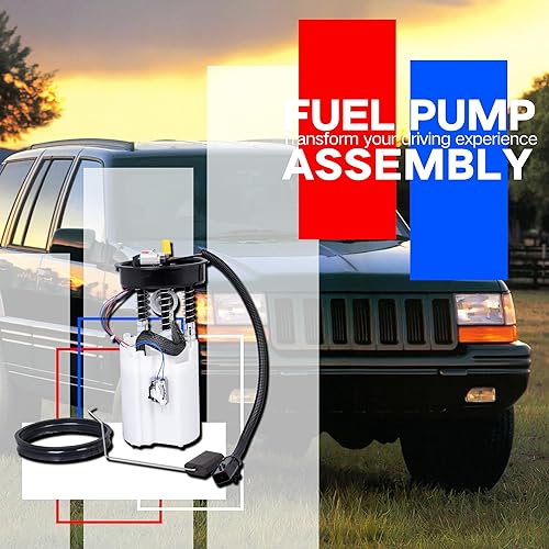 Miniatura 2 de Conjunto de bomba de combustible eléctrica compatible con Jeep Grand Cherokee L6 4.0L V8 5.2L 1996 reemplaza OE E7099M P74708M 5003857AA