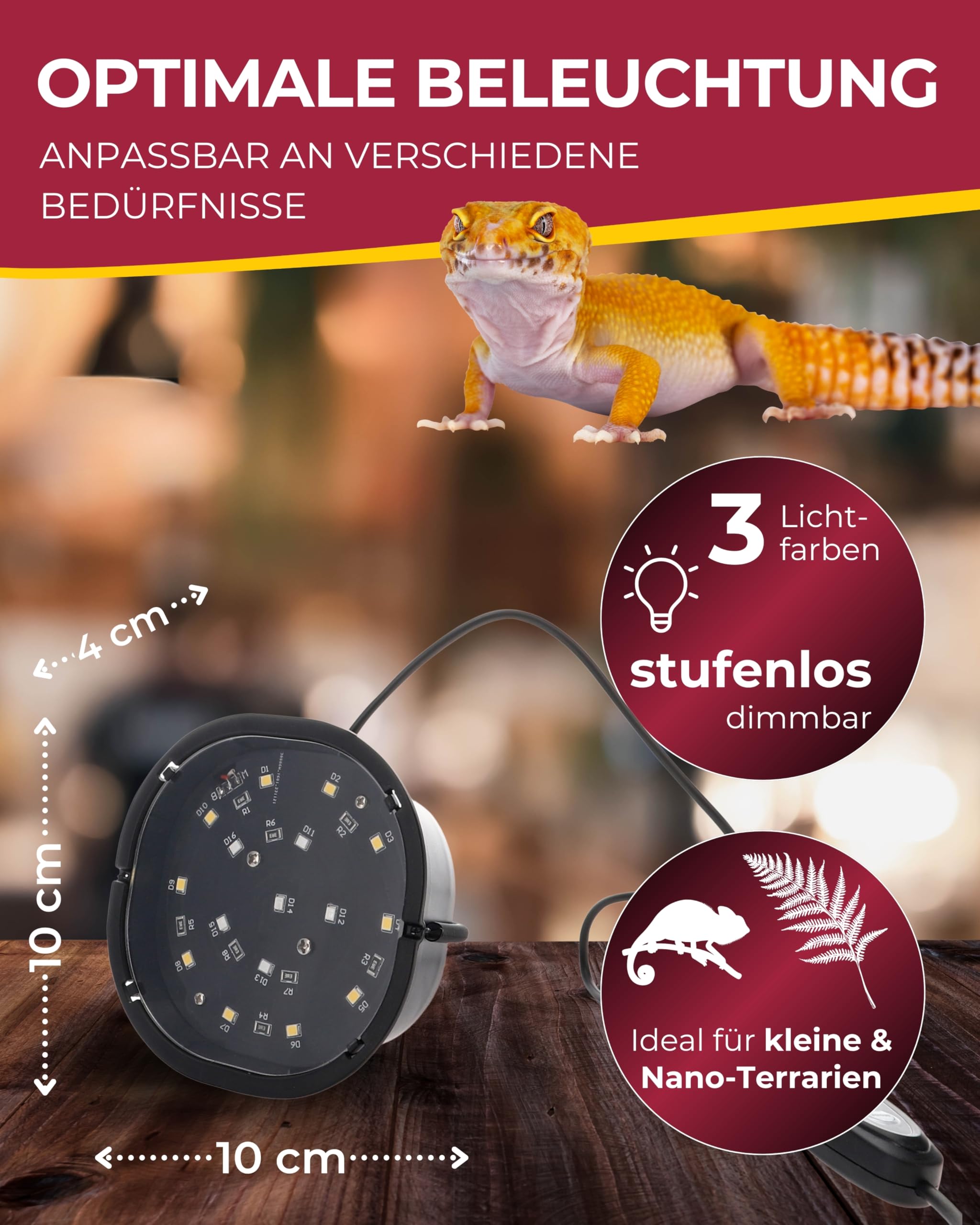 Hobby Terraristik Terra Fix & Easy Nano LED I dimmbare LED-Beleuchtung für Terrarien I Terrarium Lampe mit Einstellbarer Farbtemperatur I Terrarienbeleuchtung für Reptilien, Amphibien und Pflanzen