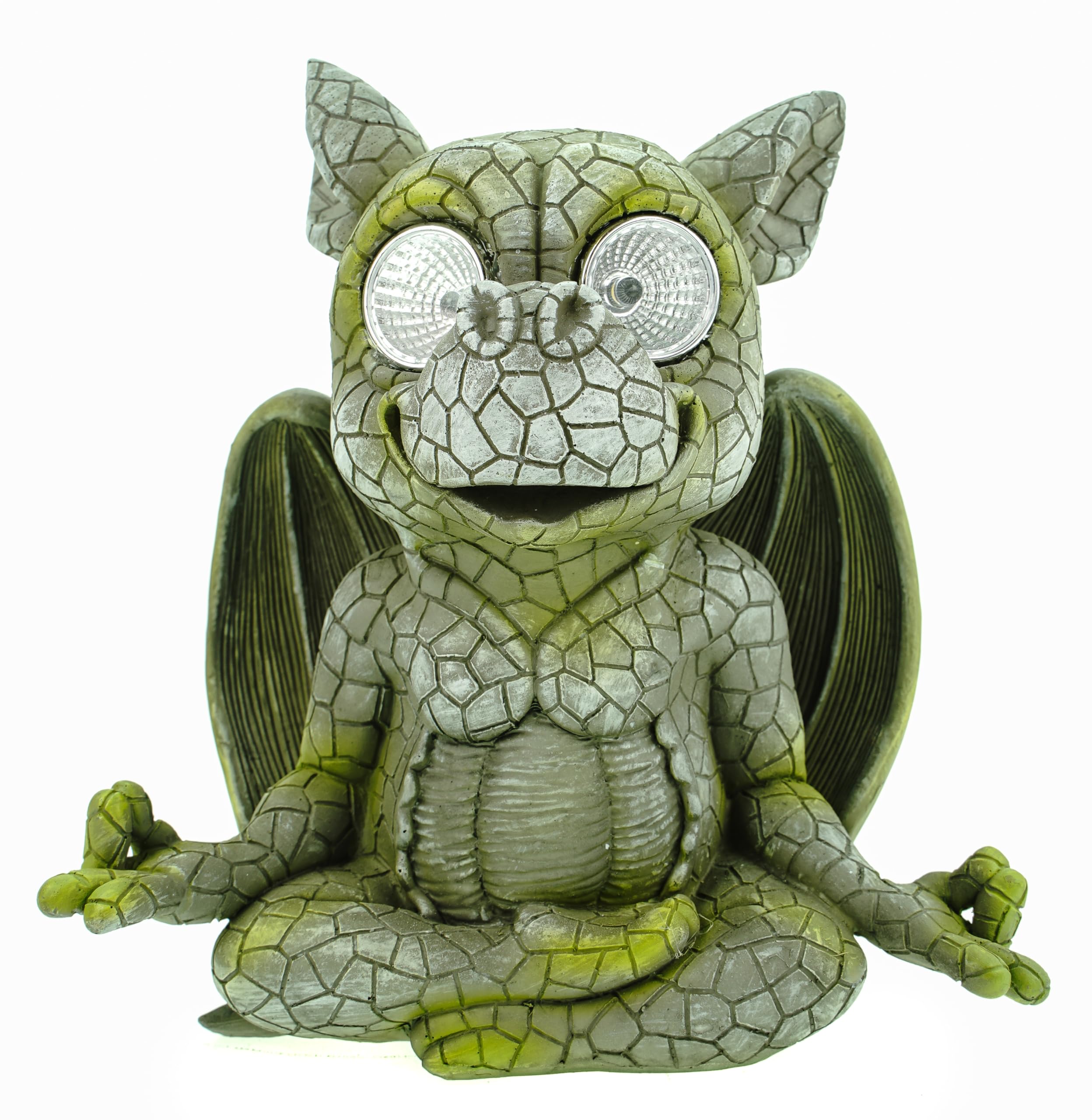 Kremers Schatzkiste Yoga Garden Dragon with LED Solar Eyes 17 cm Dragon Figure Garden Figure Lucky Gargoyle Sculpture Solar