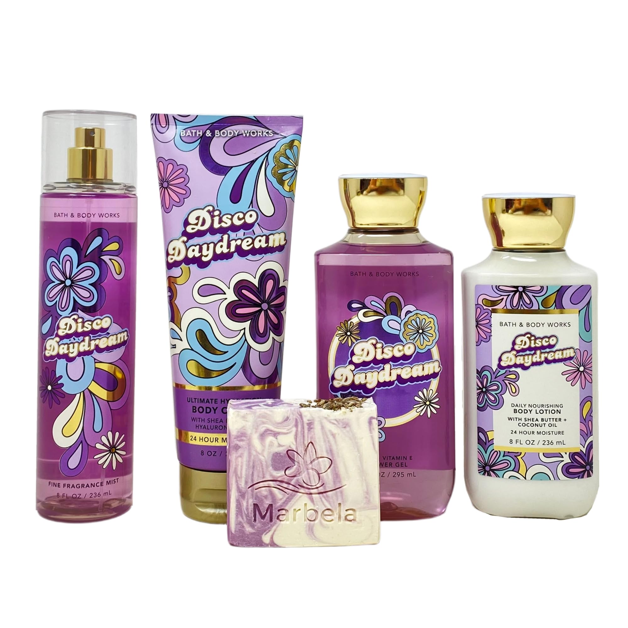 Bath & Body Works Disco Daydream Deluxe Fragrance Mist - Body Cream - Shower Gel - Body Lotion with a Lavender Dream Bar Soap - Full Size