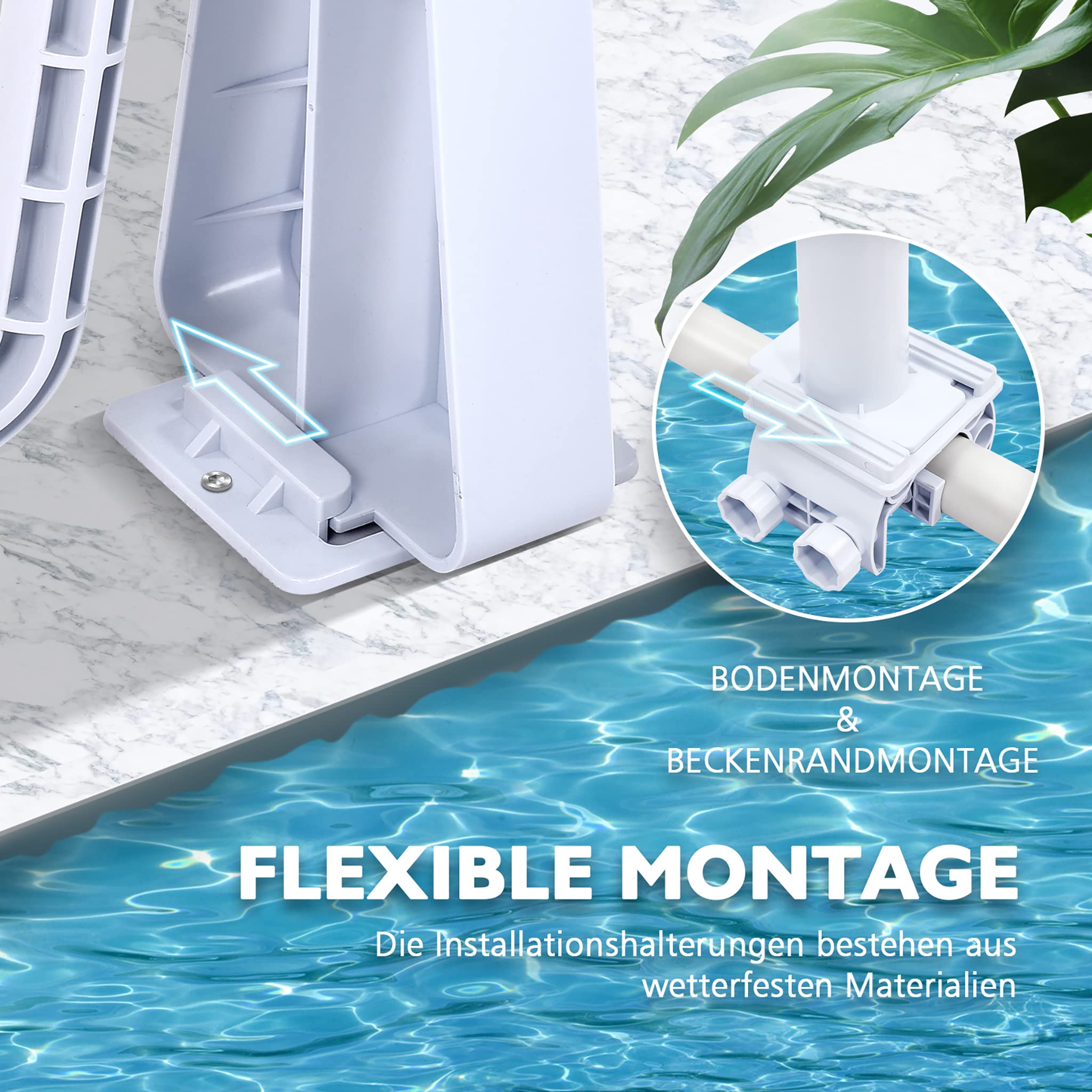 Pool Aufrollsystem 1,05m - 6,15 m Verstellbar | Alu Teleskoprohr | Pool Aufroller Aufrollvorrichtung Aufrollsystem für Solar- und Poolplanen, Abdeckplane, inkl. Bänder