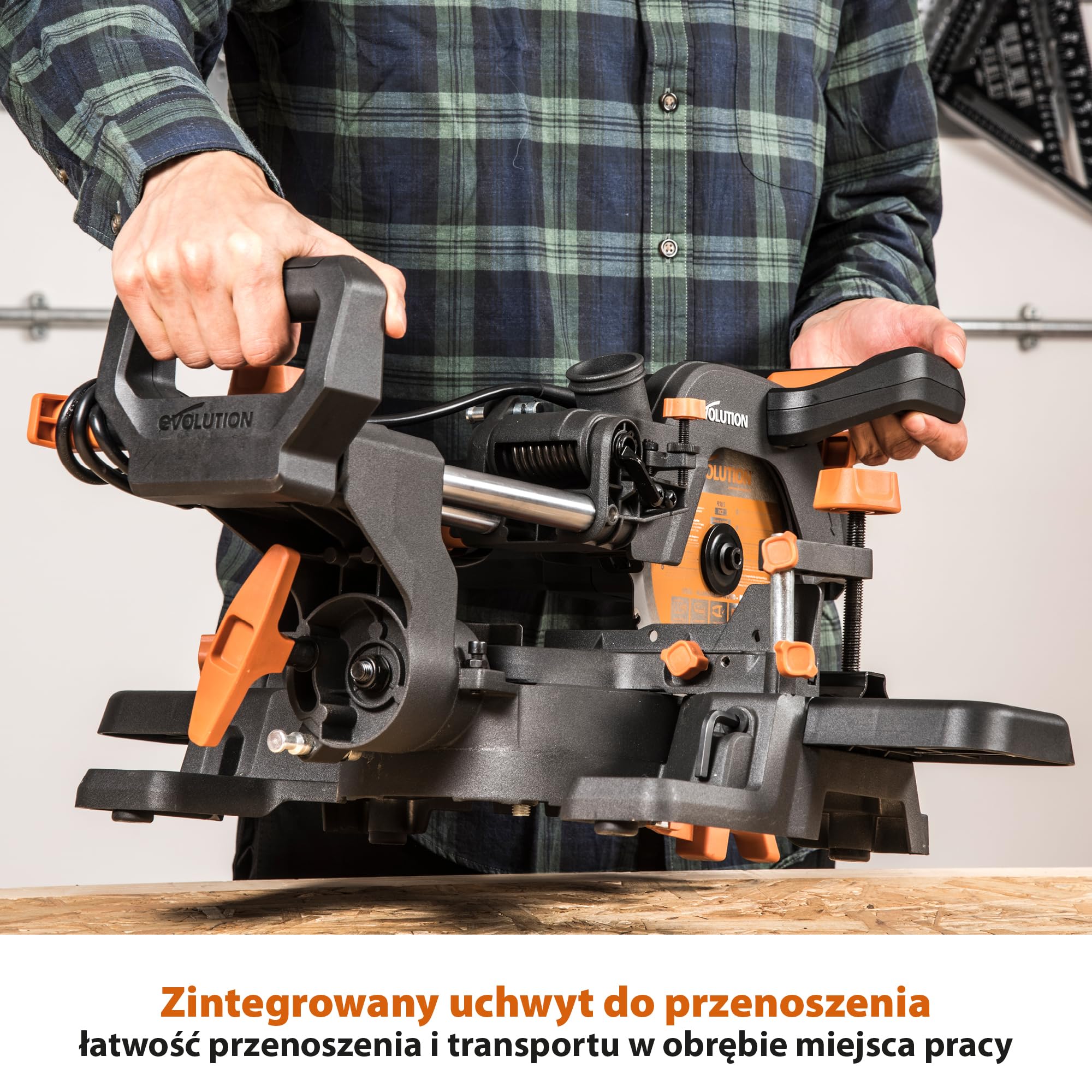 Evolution Power Tools Przesuwna ukośnica R185SMS+ 185 mm 230 V do cięcia drewna, metalu, plastiku
