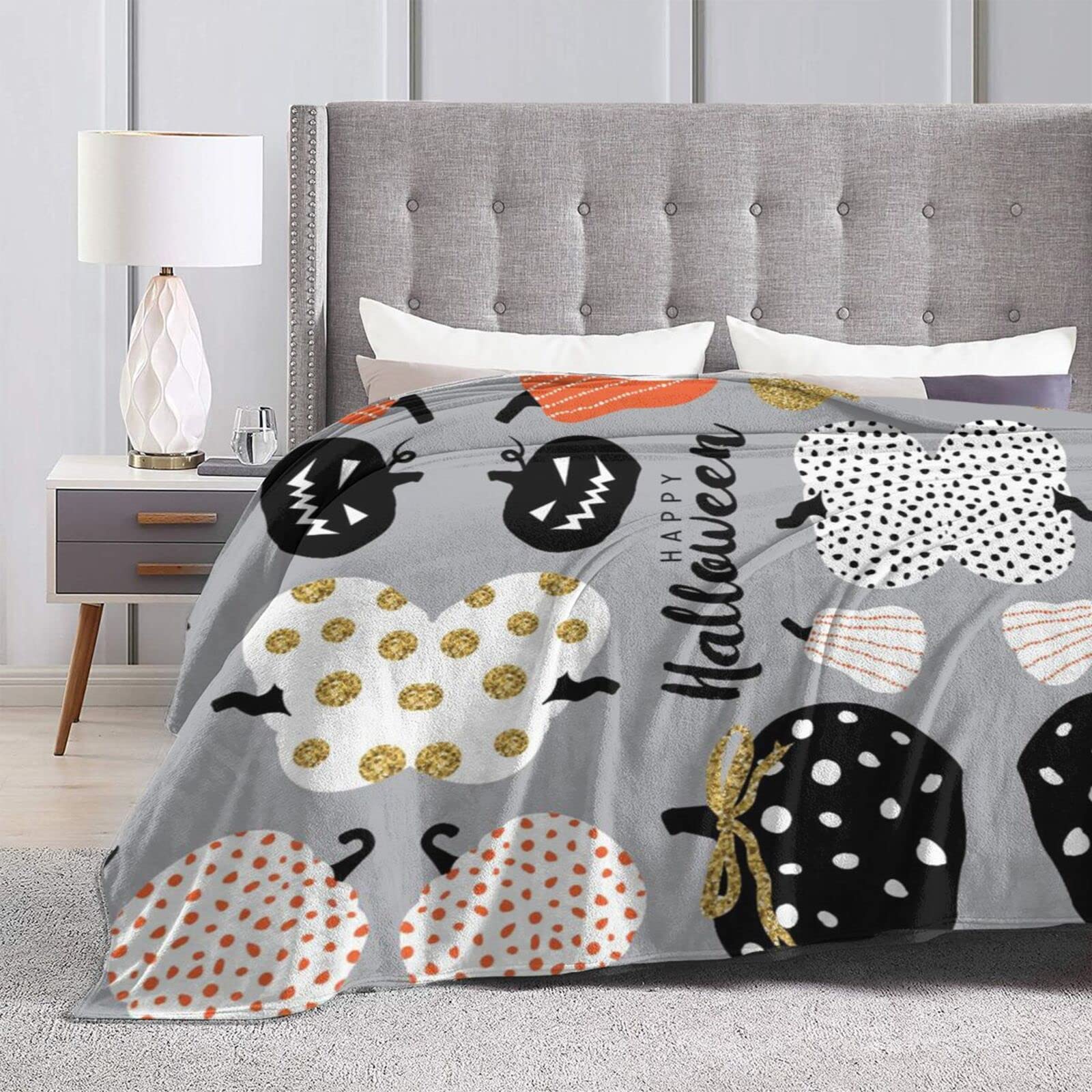 Coperta In Flanella Ultra Morbida Happy Halloween - Leggera E Calda Per Tutte Le Stagioni | 40x50 Cm (piccola)
