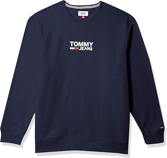 tommy jeans front logo crew neck sweat in grey