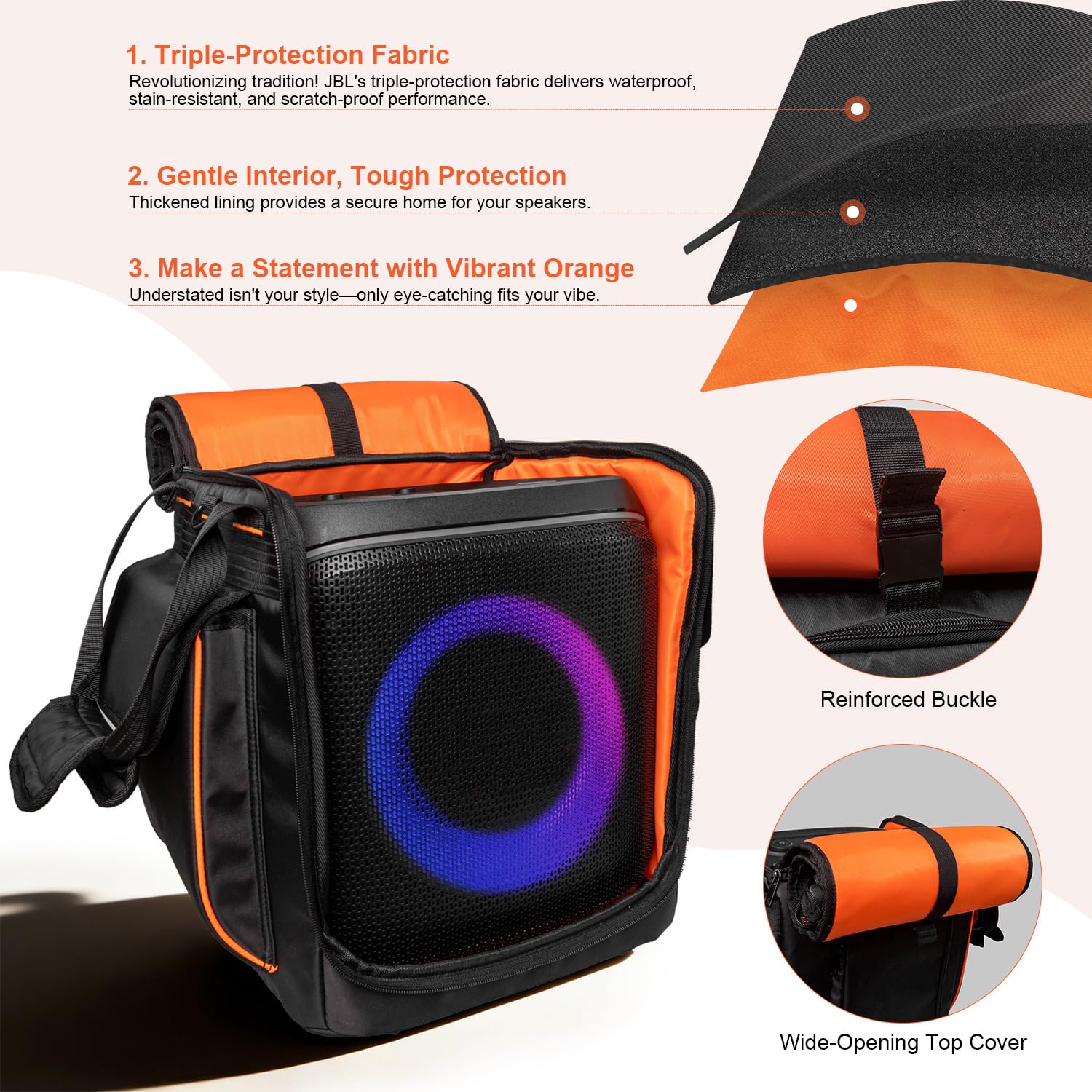 Torba do przechowywania głośnika JBL PartyBox 2 Encore, przenośna, bezprzewodowa, kompatybilna z Bluetooth, z tkaniną do transmisji dźwięku, etui ochronne na głośnik i akcesoria