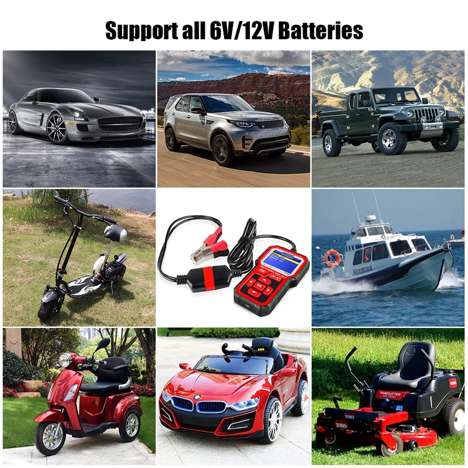 Batterietester, KW681 6V 12V. Auto Motorrad Batterieprüfgerät Auto-Diagnosewerkzeug 2 in1 2000 CCA Auto OBD2. Scanner Full. OBD 2. Funktion