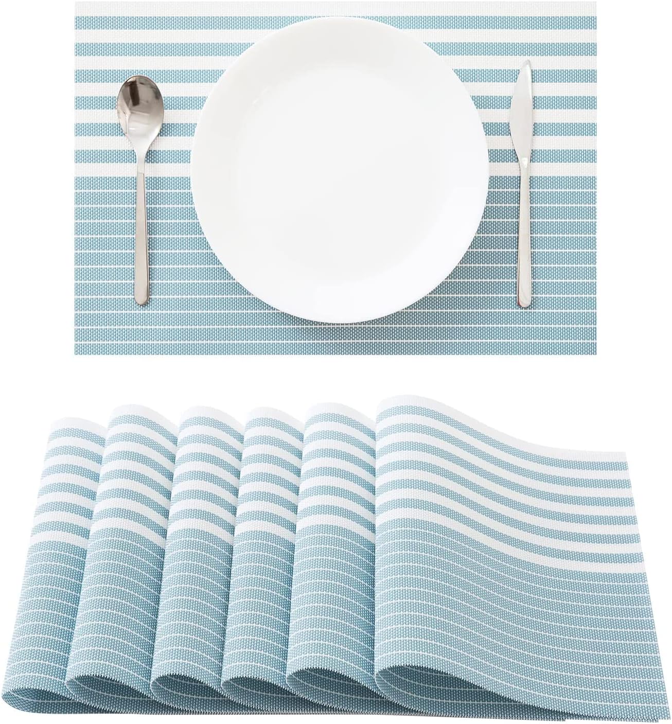 Set de Table en Plastique Rigide de Design Rectangulaire Blanc Haute Qualité (4 Pièces)