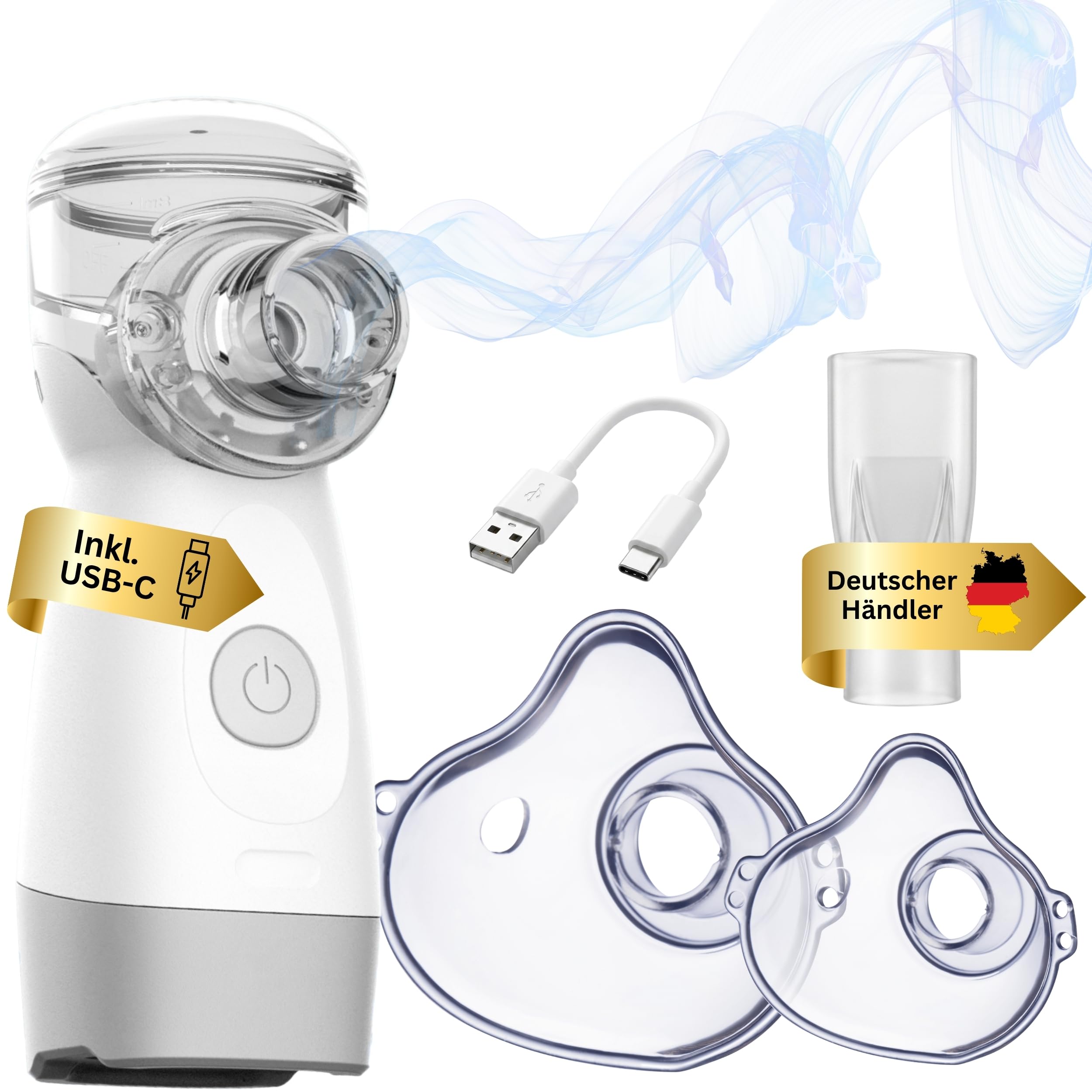 Inhalationsgerät elektrischer Inhalator I Inhaliergeräte für Erwachsene, Kinder und Babys bei Erkältung, Schnupfen & Allergie I Nebulizer Ultraschall Vernebler