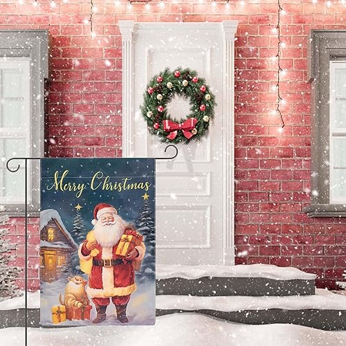 Miniatura 5 de Bandera de jardín de Navidad, 11.8 x 17.8 pulgadas, banderas de jardín de Papá Noel de doble cara, banderas de jardín de Feliz Navidad para