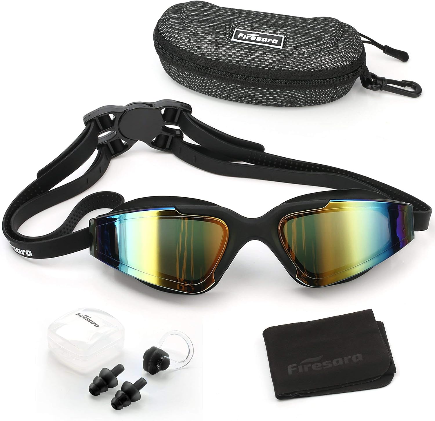 Firesara Swim Goggles, No Leaking Large Frame Wide View Pool for Women Men