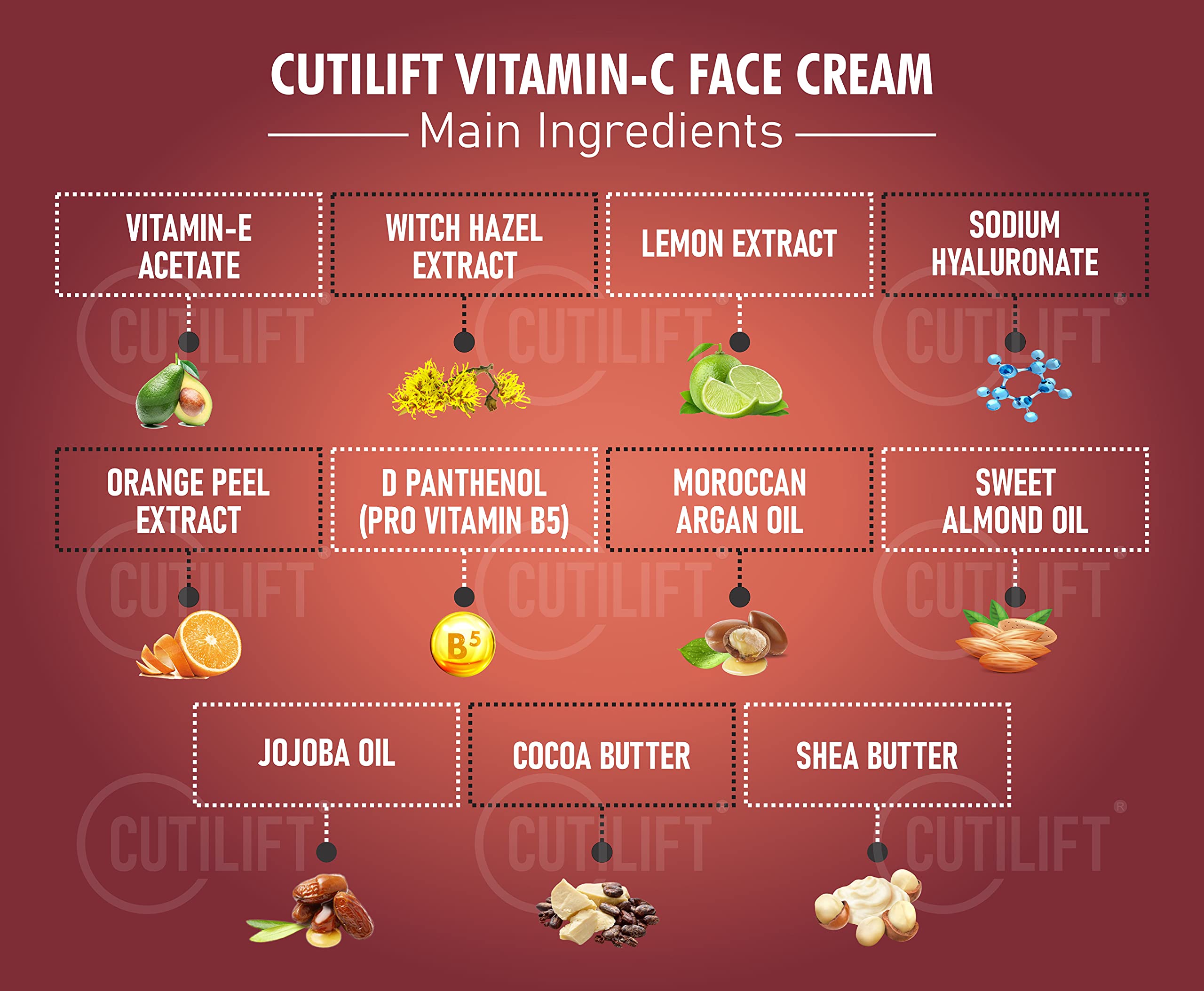 Cutilift Vitamin C Cream Hyaluronic Acid 50gm 4