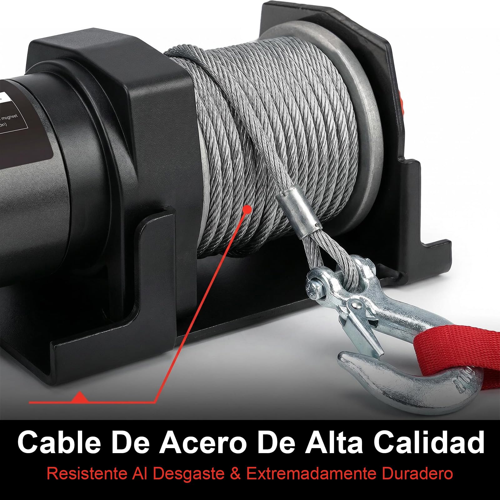 RUGCEL Cabrestante eléctrico 2500 LB 12V, cabrestante para ATV/UTV con Cable de Acero, Placa de Montaje y Mando a Distancia con Cable, para Remolque, Todoterreno y Rescate