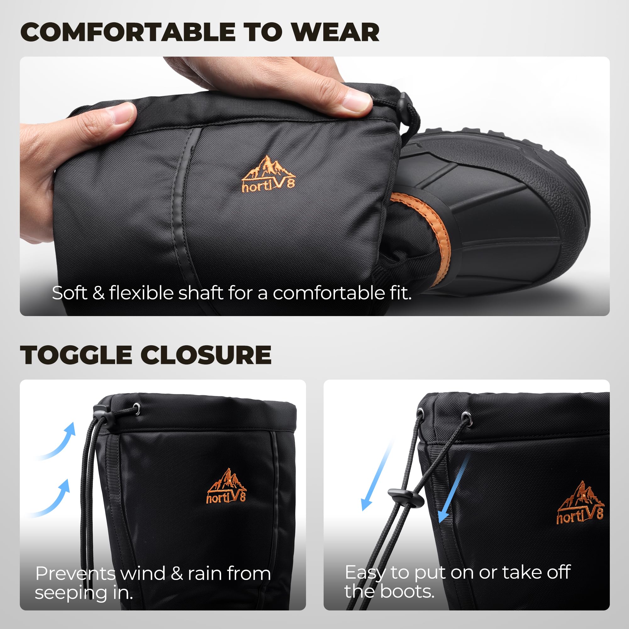 NORTIV 8 Botas de nieve impermeables para hombre, para senderismo, invierno, con forro de piel aislada, ligeras, para exteriores