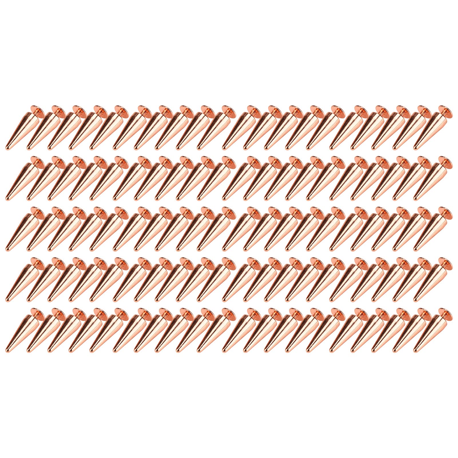 Haofy 100 Juegos de Tachuelas Cónicas de 10x26 Mm para Entusiastas del Bricolaje Material Resistente con Puntas de Remache de Metal para Decorar Ropa de Estilo Punk (latón 2)