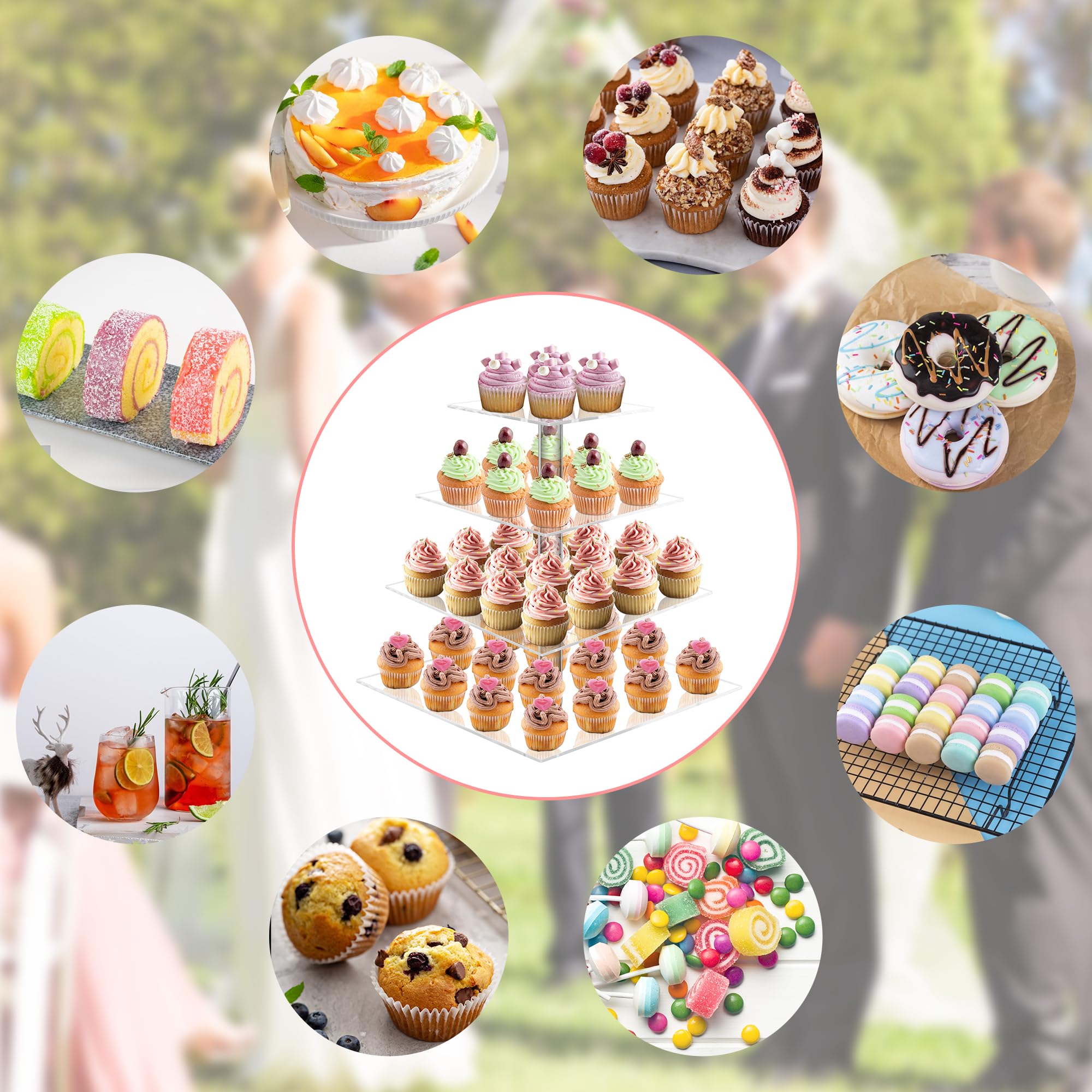 YestBuyÃ‚® 4 Tier Maypole Square Wedding Party Tree Tower Acrylic Cupcake Display Stand (15.1 Inches)Ã‚­ by YestBuy