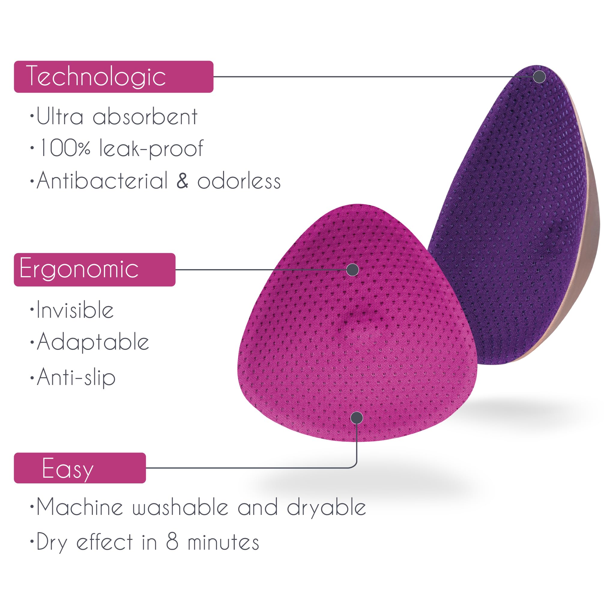 Cache Coeur Essential Plus Night: 2 pary podkładek do karmienia - fioletowe