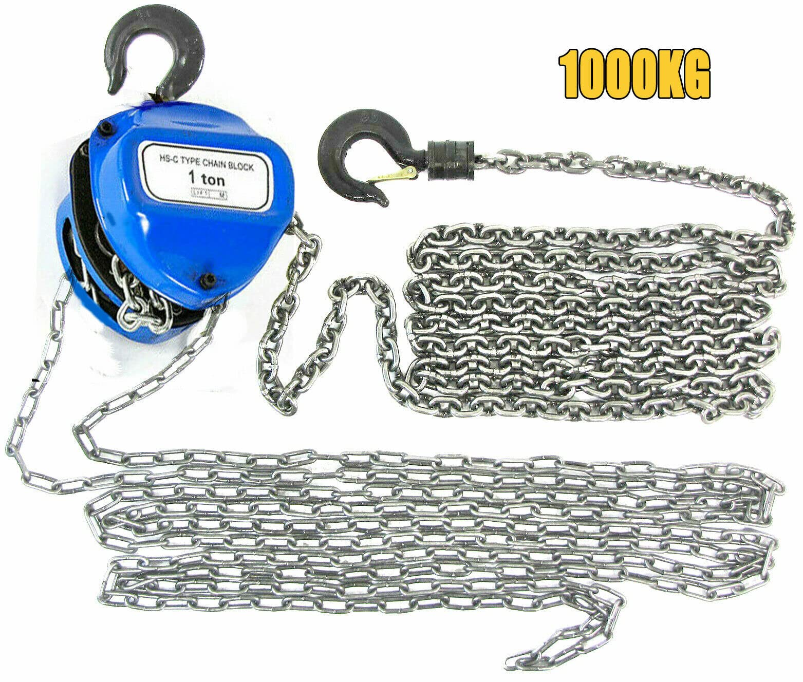 Paranco per bottiglie a catena 1T, 4 m, per sollevamento e abbassamento, portata 1000 kg