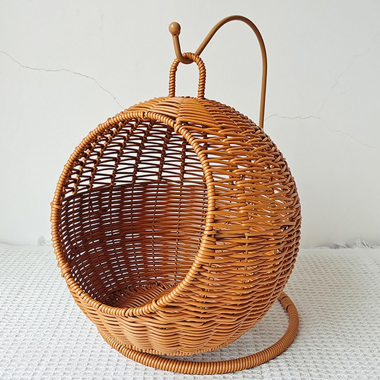 Cesta per gatti in finto rattan, letto amaca da appendere per piccoli spazi, comoda cuccia per gatti di piccola taglia per interni