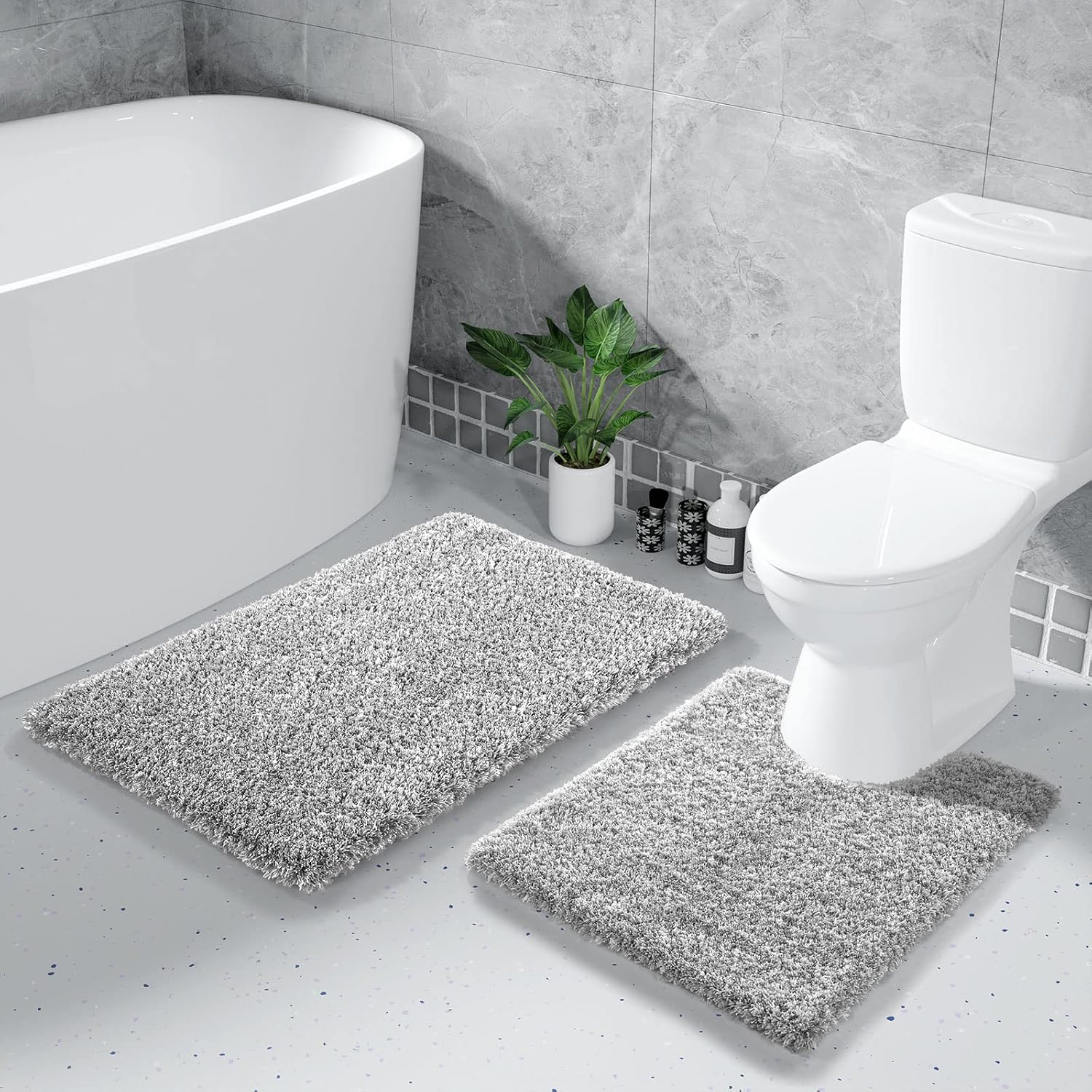 Amazon.com: Yimobra Fluffy Bathroom Rugs Sets 2 Piece, Shaggy Toilet ...